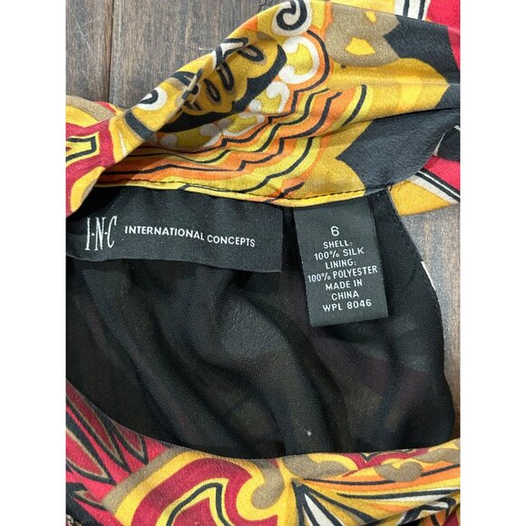 INC International Concepts Colorful Halter Top Scarf Neck Silk Blend Top  Size 6 - Picture 5 of 8